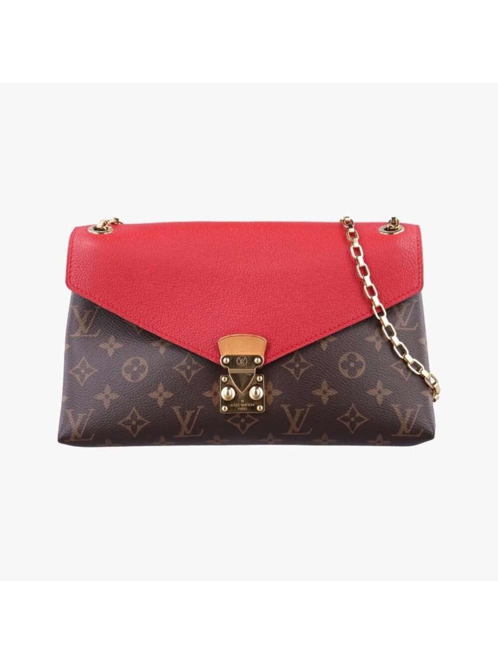 Louis Vuitton Pallas Chain Monogram Brown Cerise Canvas Calfskin Handbag